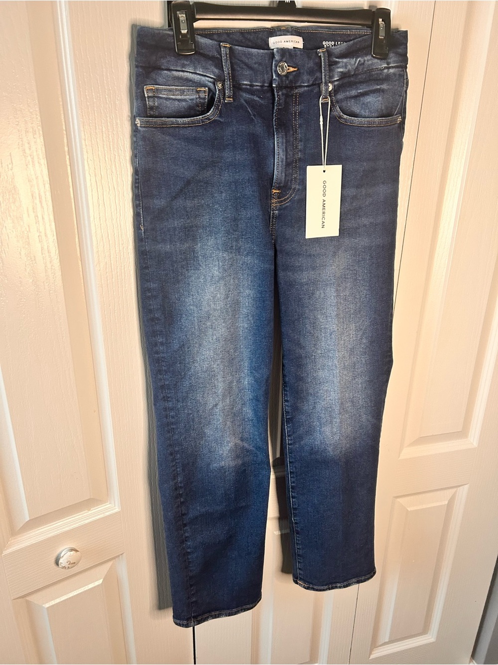 Good American Women’s Size 6-12 Good Leg Straight Mid‎ Rise Blue Jeans NWT - Picture 2 of 8